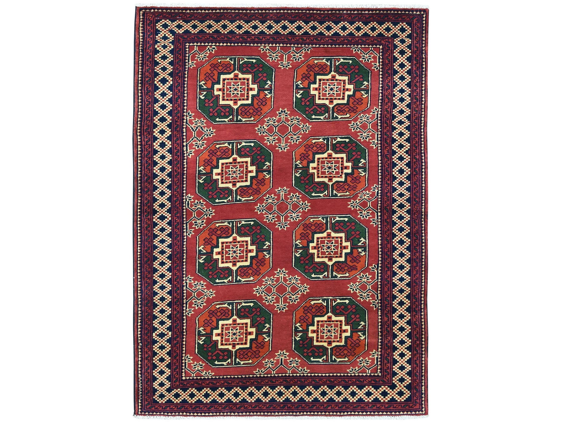 Tribal & Geometric hand-knotted wool rug in Red, 3'3" x 5'3" — SKU O050440