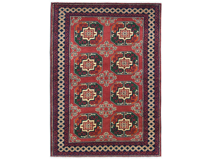 Red 3'3" x 5'3" Tribal Hand knotted Wool Rug - Sku: O050440