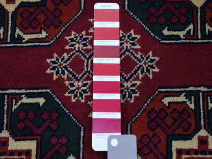 Red 3'3" x 5'3" Tribal Hand knotted Wool Rug - Sku: O050440