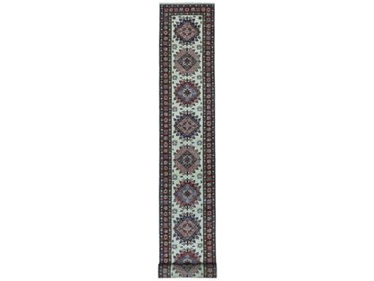 Ivory 2'9" x 19'0" Kazak Hand knotted Wool Rug - Sku: O050646