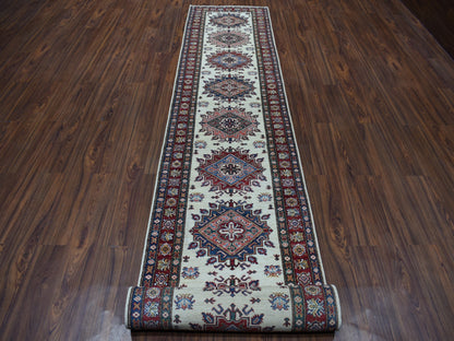Ivory 2'9" x 19'0" Kazak Hand knotted Wool Rug - Sku: O050646
