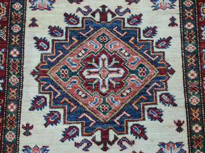 Ivory 2'9" x 19'0" Kazak Hand knotted Wool Rug - Sku: O050646
