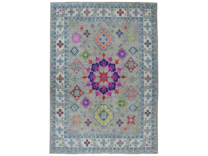 Grey 9'2" x 11'7" Tribal Hand knotted Wool Rug - Sku: O050673