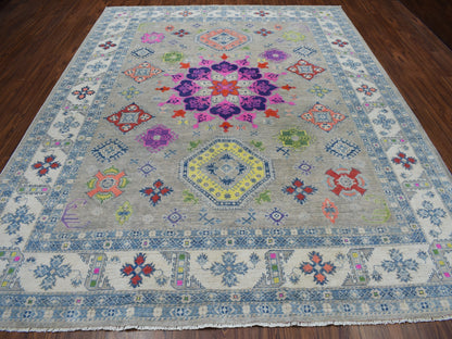 Grey 9'2" x 11'7" Tribal Hand knotted Wool Rug - Sku: O050673