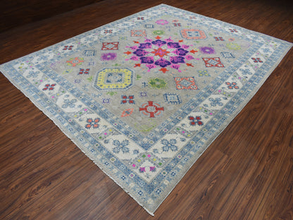 Grey 9'2" x 11'7" Tribal Hand knotted Wool Rug - Sku: O050673
