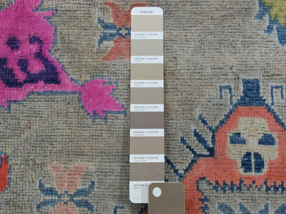 Grey 9'2" x 11'7" Tribal Hand knotted Wool Rug - Sku: O050673