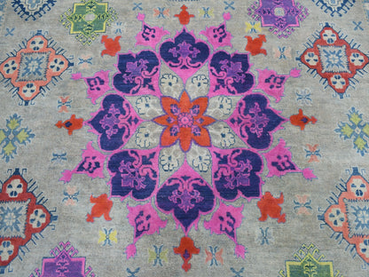 Grey 9'2" x 11'7" Tribal Hand knotted Wool Rug - Sku: O050673