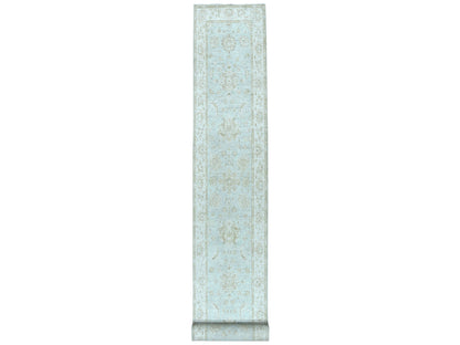 Grey 2'8" x 15'9" Oushak And Peshawar Hand knotted Wool Rug - Sku: O050792