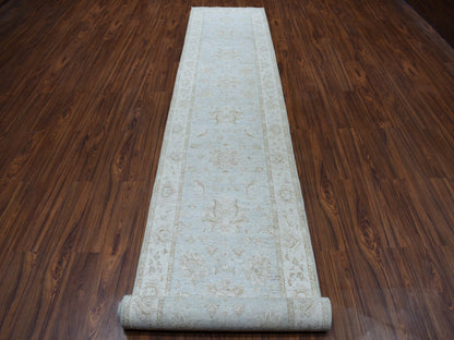 Grey 2'8" x 15'9" Oushak And Peshawar Hand knotted Wool Rug - Sku: O050792