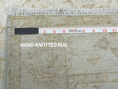 Peshawar Oushak hand-knotted wool runner in Gray & Ivory, 2'8" x 15'9" — SKU O050792 (view 6)