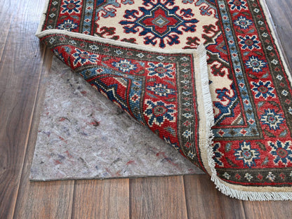 Kazak Kazak hand-knotted wool runner in Ivory & Red, 1'10" x 6' — SKU O0508 (view 3)