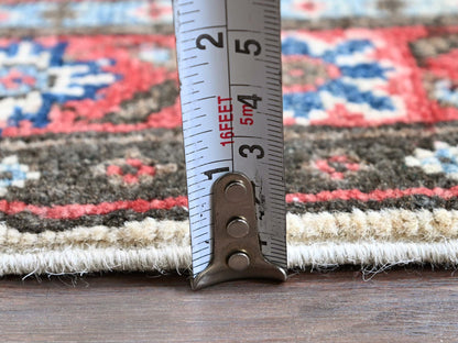 Kazak Kazak hand-knotted wool runner in Ivory & Red, 1'10" x 6' — SKU O0508 (view 6)