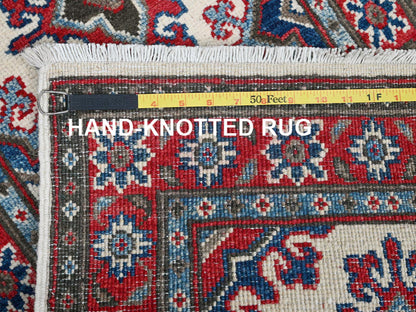 Kazak Kazak hand-knotted wool runner in Ivory & Red, 1'10" x 6' — SKU O0508 (view 7)