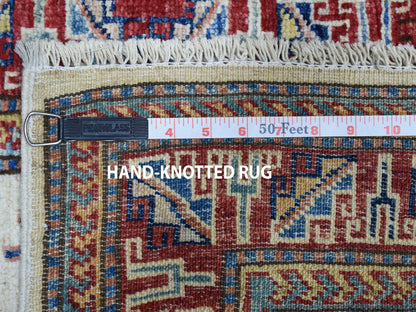 Ivory 2'2" x 3'1" Kazak Hand knotted Wool Rug - Sku: O051020