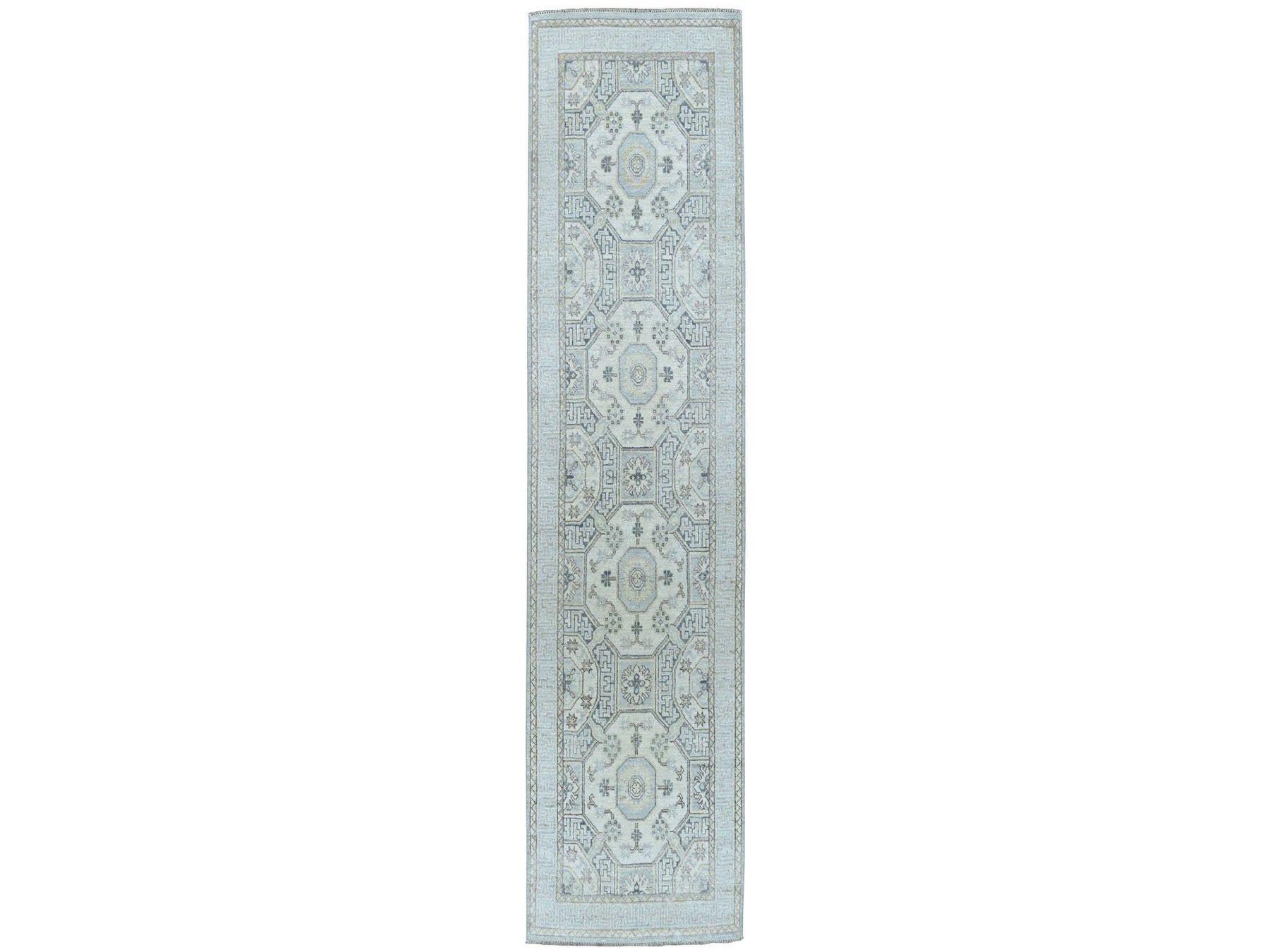 Gray 2'9" x 9'2" Oushak / Peshawar Hand knotted Wool Rug - Sku: O051126