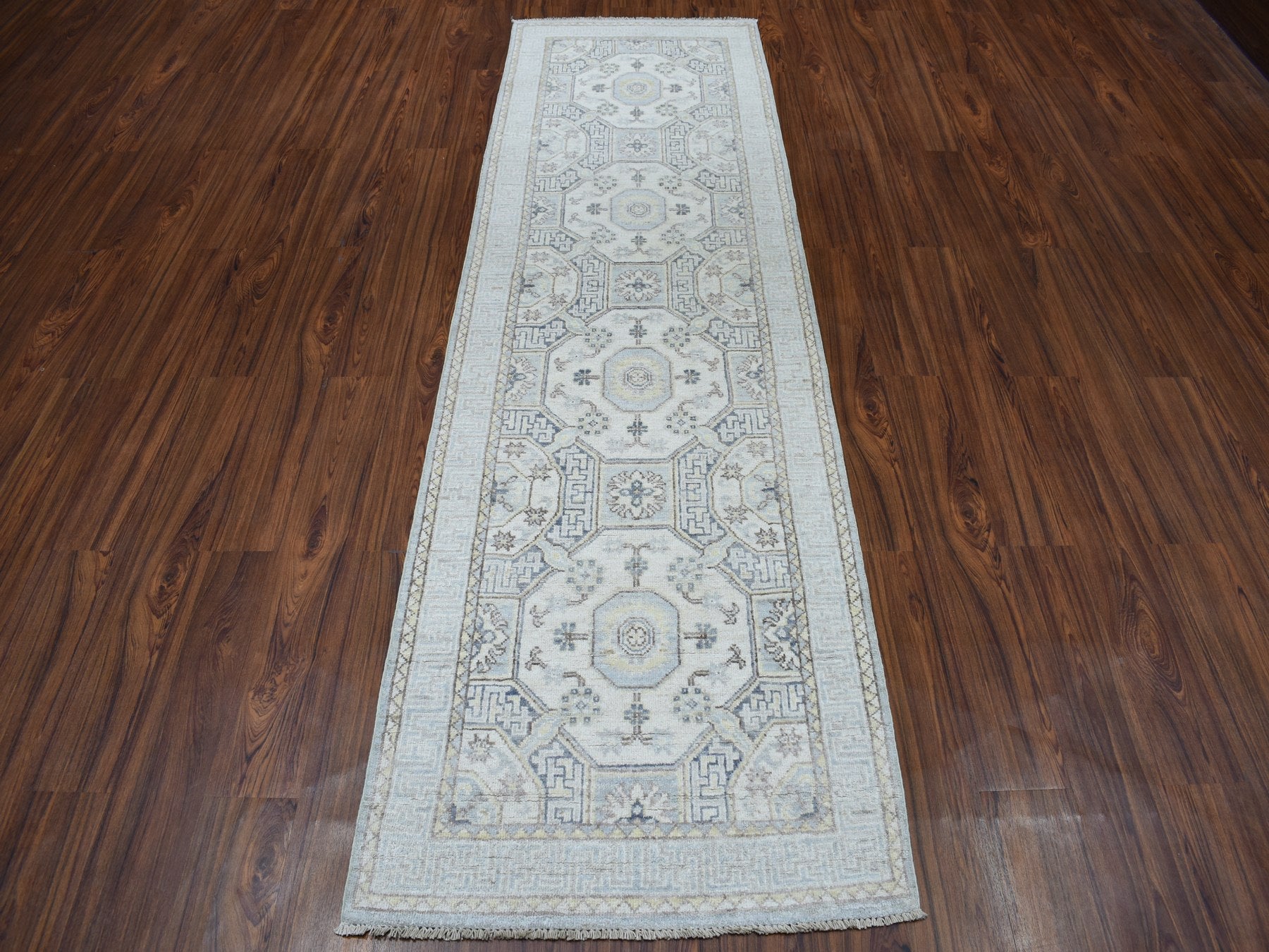 Gray 2'9" x 9'2" Oushak / Peshawar Hand knotted Wool Rug - Sku: O051126