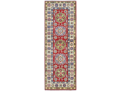 Kazak Kazak hand-knotted wool runner in Red & Ivory, 2' x 5'10" — SKU O0511