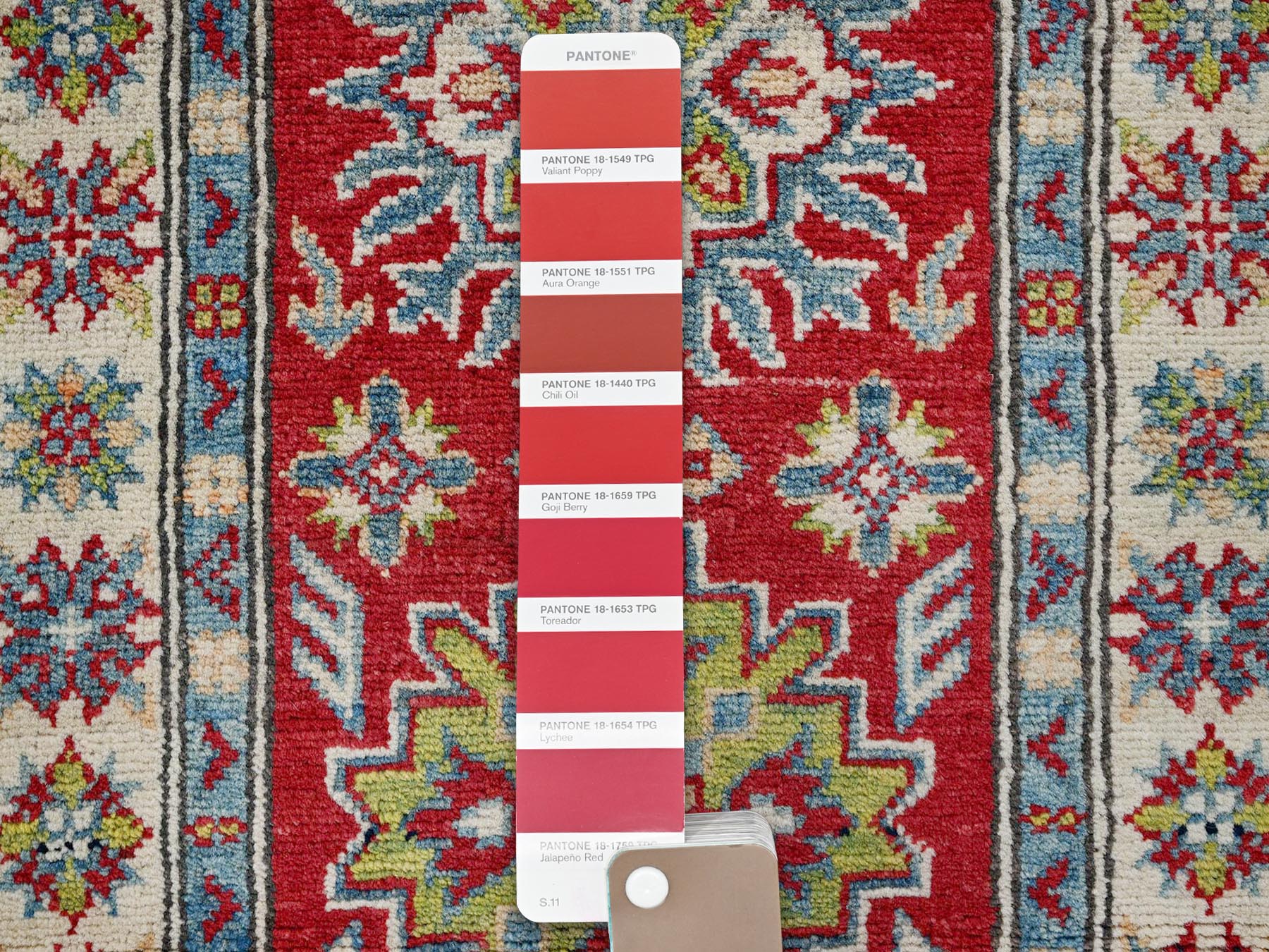 Kazak Kazak hand-knotted wool runner in Red & Ivory, 2' x 5'10" — SKU O0511 (view 4)