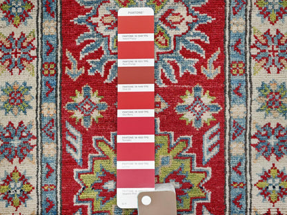 Kazak Kazak hand-knotted wool runner in Red & Ivory, 2' x 5'10" — SKU O0511 (view 4)