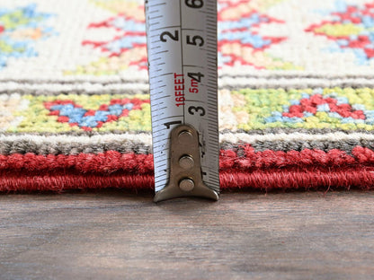 Kazak Kazak hand-knotted wool runner in Red & Ivory, 2' x 5'10" — SKU O0511 (view 6)