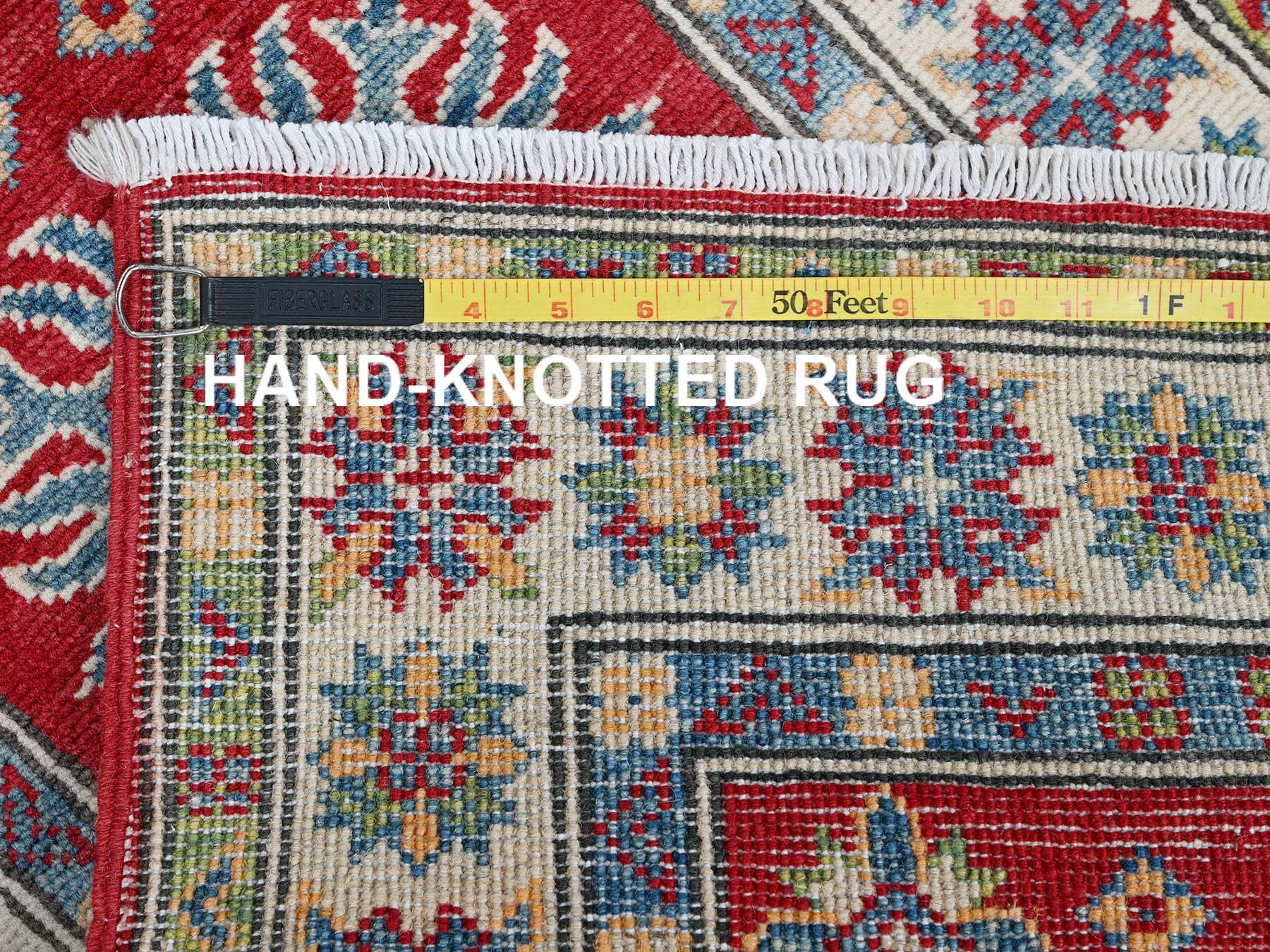 Kazak Kazak hand-knotted wool runner in Red & Ivory, 2' x 5'10" — SKU O0511 (view 7)