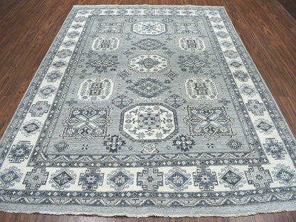 Grey 8'0" x 10'0" Oushak And Peshawar Hand knotted Wool Rug - Sku: O051220