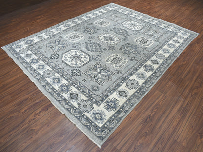 Grey 8'0" x 10'0" Oushak And Peshawar Hand knotted Wool Rug - Sku: O051220