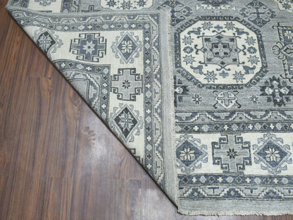 Grey 8'0" x 10'0" Oushak And Peshawar Hand knotted Wool Rug - Sku: O051220