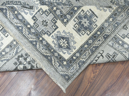 Grey 8'0" x 10'0" Oushak And Peshawar Hand knotted Wool Rug - Sku: O051220