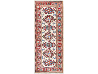 Kazak Kazak hand-knotted wool runner in Ivory & Red, 2' x 5'10" — SKU O0512