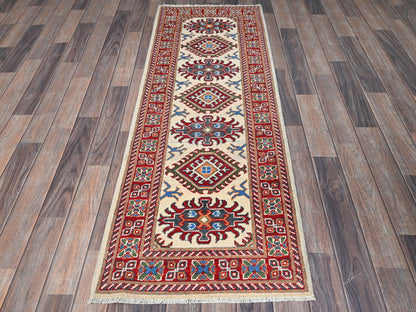 Kazak Kazak hand-knotted wool runner in Ivory & Red, 2' x 5'10" — SKU O0512 (view 2)