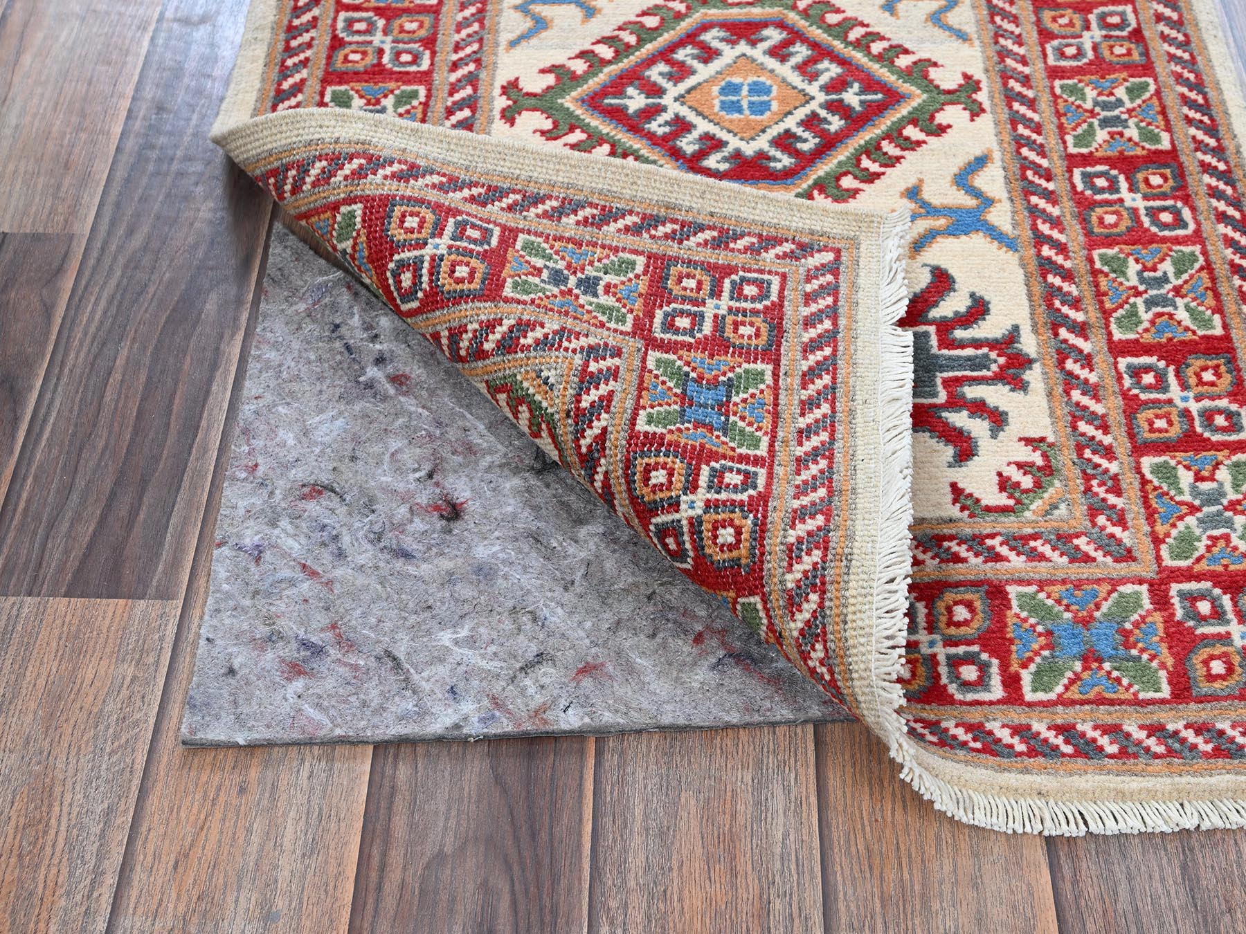 Kazak Kazak hand-knotted wool runner in Ivory & Red, 2' x 5'10" — SKU O0512 (view 3)