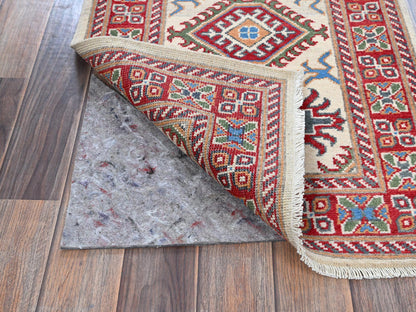 Kazak Kazak hand-knotted wool runner in Ivory & Red, 2' x 5'10" — SKU O0512 (view 3)