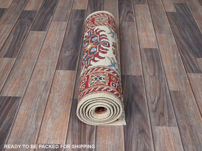 Kazak Kazak hand-knotted wool runner in Ivory & Red, 2' x 5'10" — SKU O0512 (view 5)