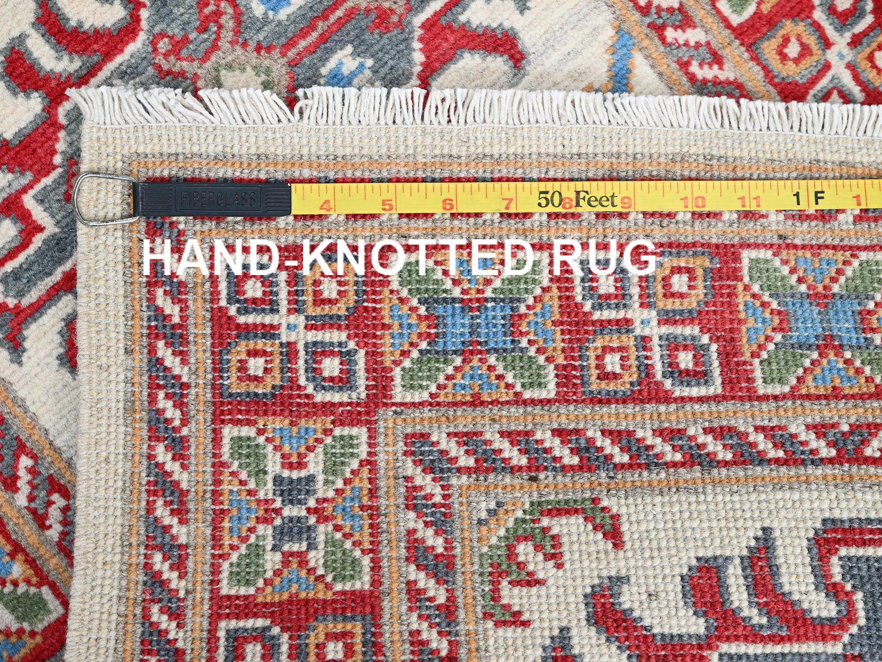 Kazak Kazak hand-knotted wool runner in Ivory & Red, 2' x 5'10" — SKU O0512 (view 7)