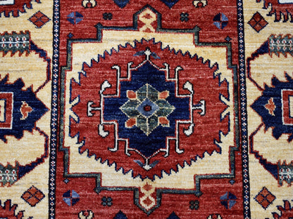 Red 3'5" x 4'9" Tribal Hand knotted Wool Rug - Sku: O051301