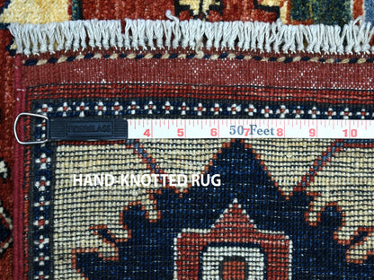 Red 3'5" x 4'9" Tribal Hand knotted Wool Rug - Sku: O051301