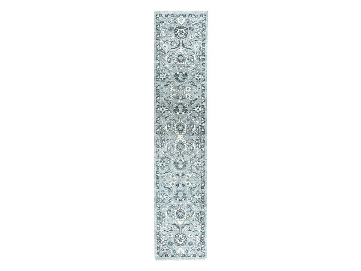 Mahal Oushak hand-knotted wool runner in Gray, 2'5" x 11'7" — SKU O051455