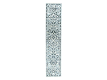 Grey 2'5" x 11'7" Oushak And Peshawar Hand knotted Wool Rug - Sku: O051455