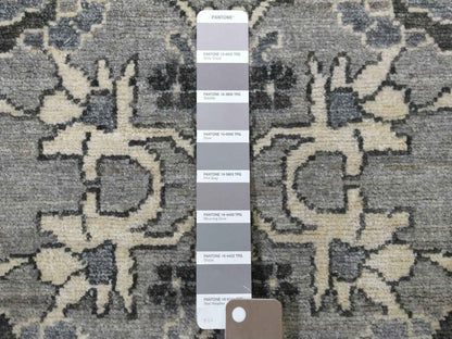 Grey 2'5" x 11'7" Oushak And Peshawar Hand knotted Wool Rug - Sku: O051455