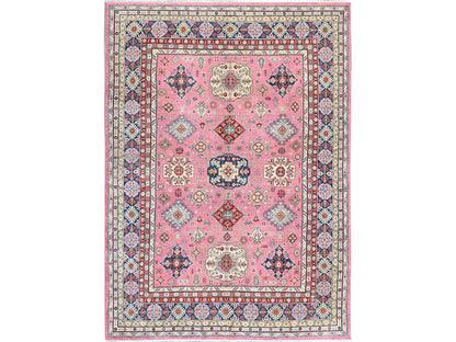 Kazak Kazak hand-knotted wool rug in Pink & Navy Blue, 8'9" x 11'8" — SKU O0514