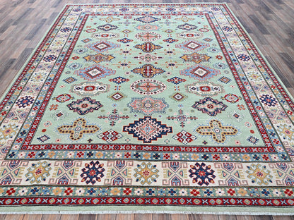 Green 7'11" x 9'10" Tribal Hand knotted Wool Rug - Sku: O0517