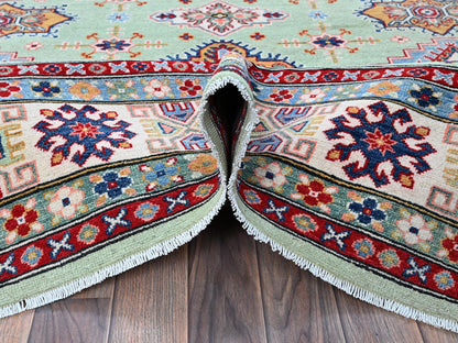Kazak Kazak hand-knotted wool rug in Green & Ivory, 7'11" x 9'10" — SKU O0517 (view 5)