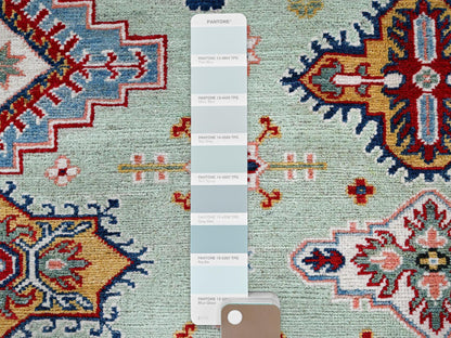 Kazak Kazak hand-knotted wool rug in Green & Ivory, 7'11" x 9'10" — SKU O0517 (view 7)