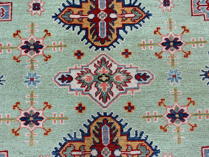 Kazak Kazak hand-knotted wool rug in Green & Ivory, 7'11" x 9'10" — SKU O0517 (view 8)