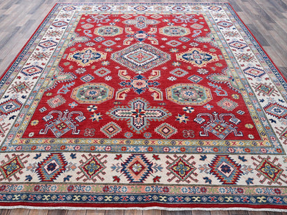 Kazak Kazak hand-knotted wool rug in Red & Ivory, 8'2" x 10'2" — SKU O0518 (view 2)