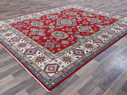 Kazak Kazak hand-knotted wool rug in Red & Ivory, 8'2" x 10'2" — SKU O0518 (view 3)