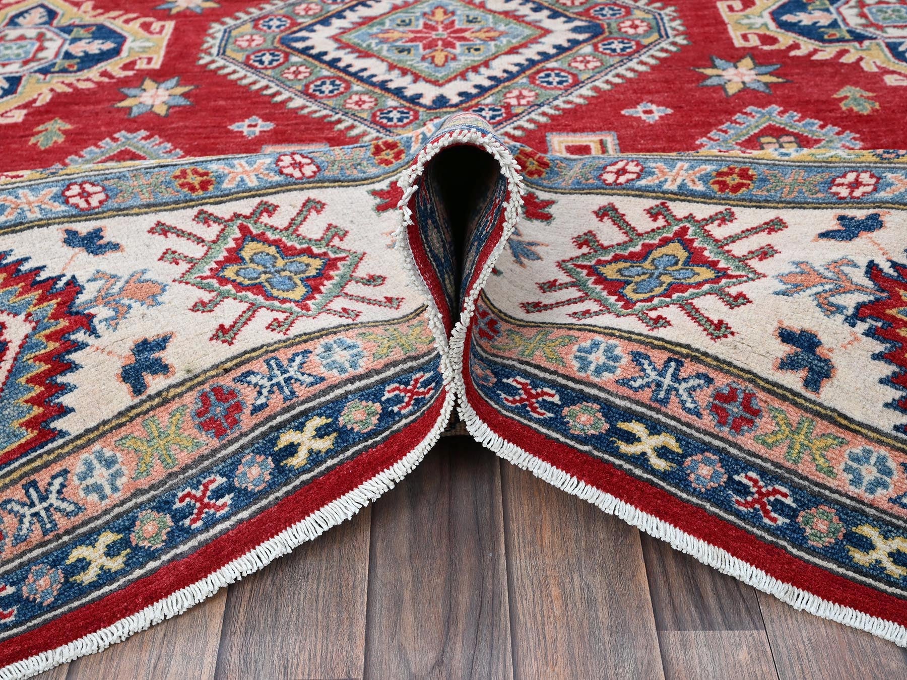 Kazak Kazak hand-knotted wool rug in Red & Ivory, 8'2" x 10'2" — SKU O0518 (view 5)