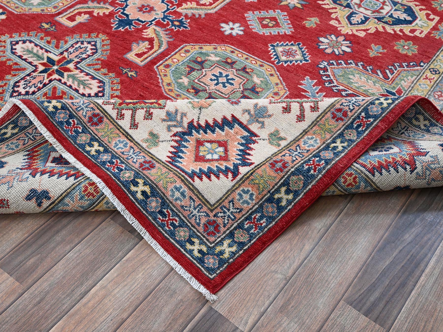 Kazak Kazak hand-knotted wool rug in Red & Ivory, 8'2" x 10'2" — SKU O0518 (view 6)