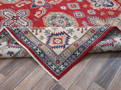 Kazak Kazak hand-knotted wool rug in Red & Ivory, 8'2" x 10'2" — SKU O0518 (view 6)